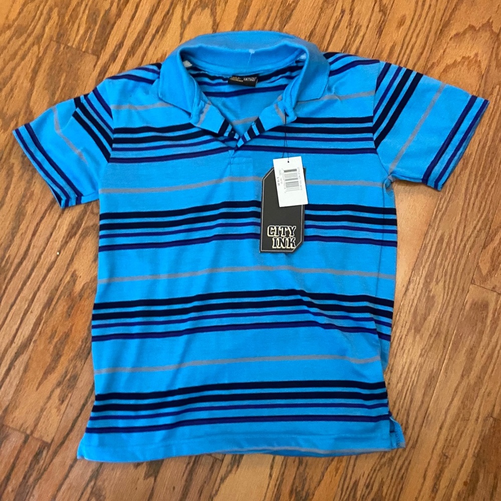 NWT Kid’s Boy’s Blue Striped Polo Shirt 14/16